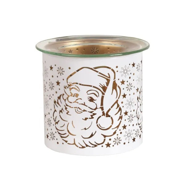 SANTA WHITE & GOLD Silhouette Tealight Wax Burner and Candle Holder