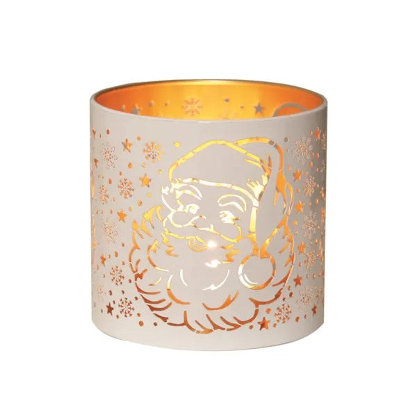 SANTA WHITE & GOLD Silhouette Tealight Wax Burner and Candle Holder