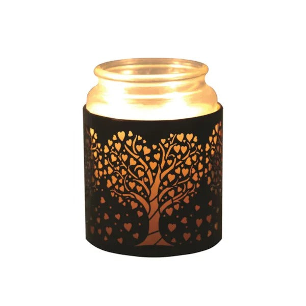 TREE HEART BLACK & GOLD Silhouette Tealight Wax Burner and Candle Holder