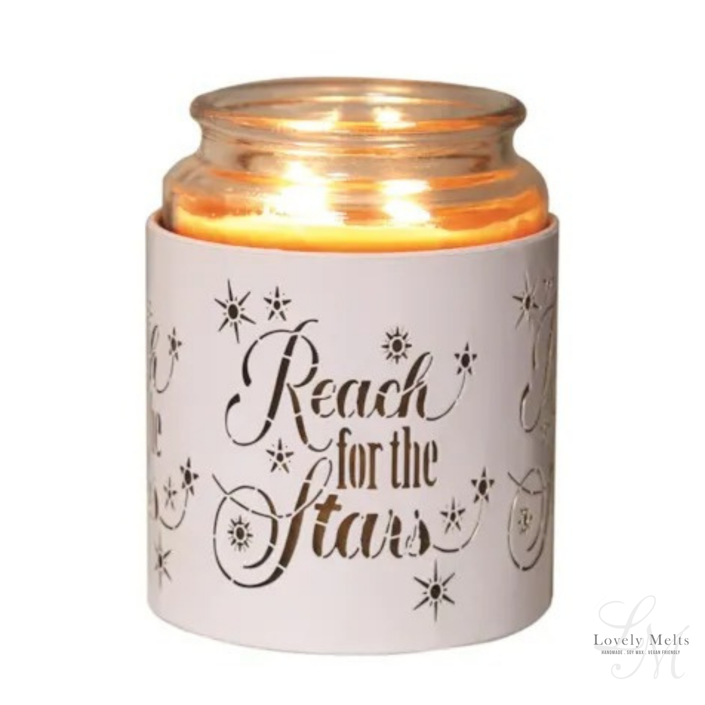 REACH FOR THE STARS WHITE & GOLD Silhouette Tealight Wax Burner and Candle Holder