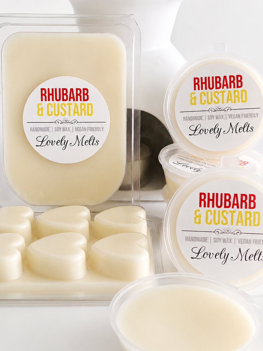 Rhubarb & Custard wax melts Lovely Melts products on a white background