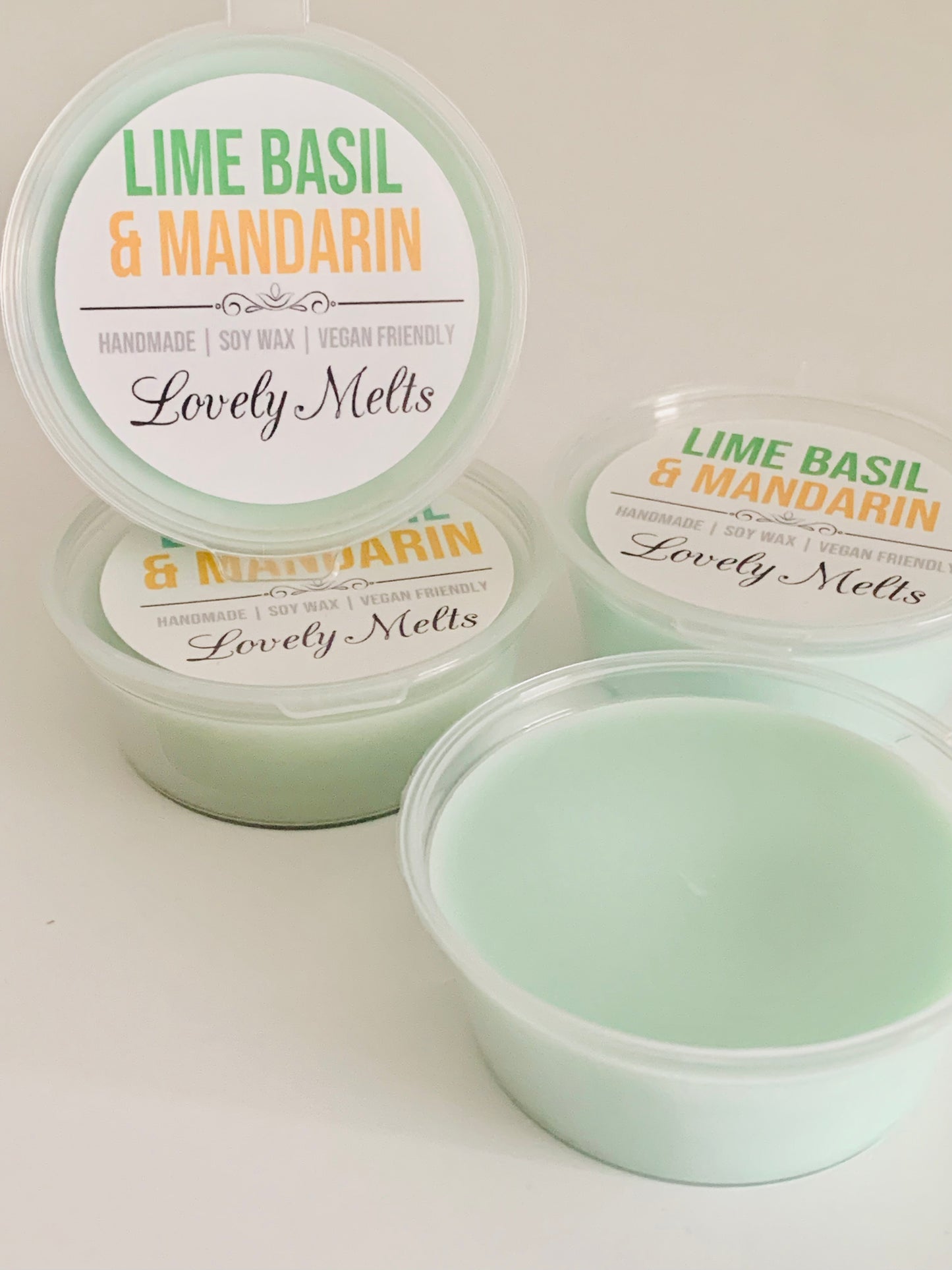 lime basil and mandarin wax melt pots